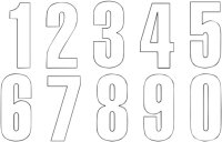 Zahlen Aufkleber #0 13X7CM WH