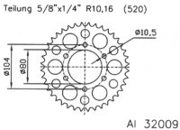 Esjot Kettenrad 520 45Z Alu Silber