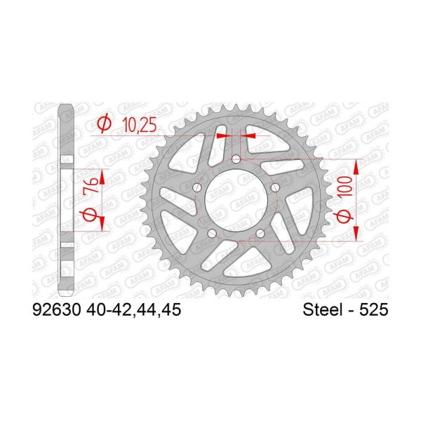 Afam Kettenrad Afam 525 44Z Stahl Silber