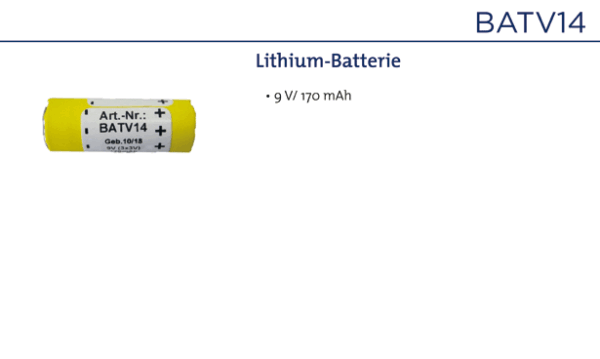Daitem BATV14 litiumbatteri 9V / 170mAh