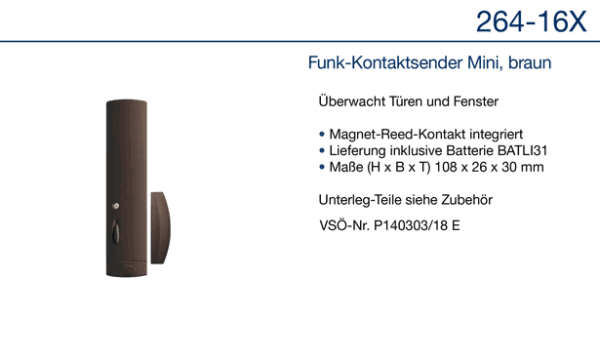 Daitem 264-16X Funk-Kontaktsender Mini, braun Verfügbar ab Q1/2021