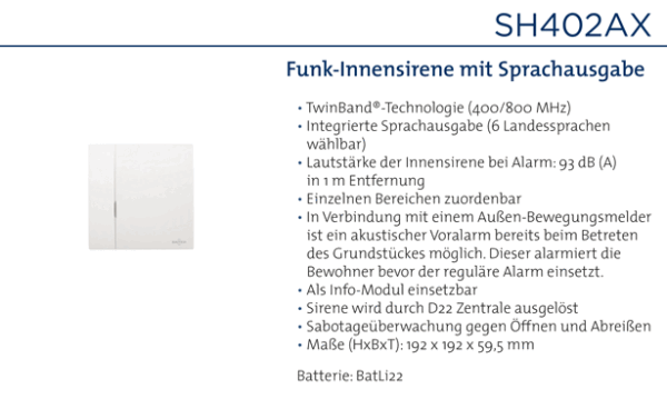 Daitem SH402AX Sirène intérieure sans fil avec annonce vocale