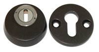 Rozety zabezpieczające do drzwi drewnianych, okrągłe 475KZS, brązowe, występ cylindryczny 9-13 mm