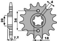PBR standard tandhjul i stål foran 329 - 520