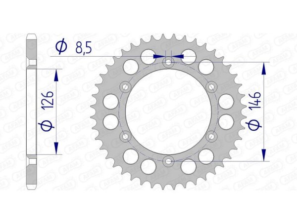 AFAM bageste tandhjul i aluminium 15203 - 520