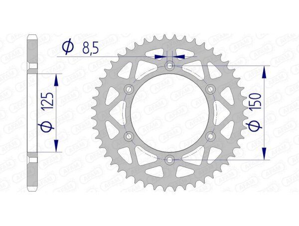 AFAM bageste tandhjul i aluminium 72304 - 520