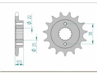 AFAM Standard front tandhjul i stål 52616 - 525