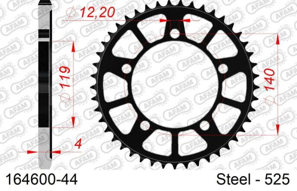 Pignone posteriore standard AFAM in acciaio 164600 - 525