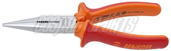 Unior 508/1VDEBI Pinze a becchi tondi con tagliente, 61 mm, rosso