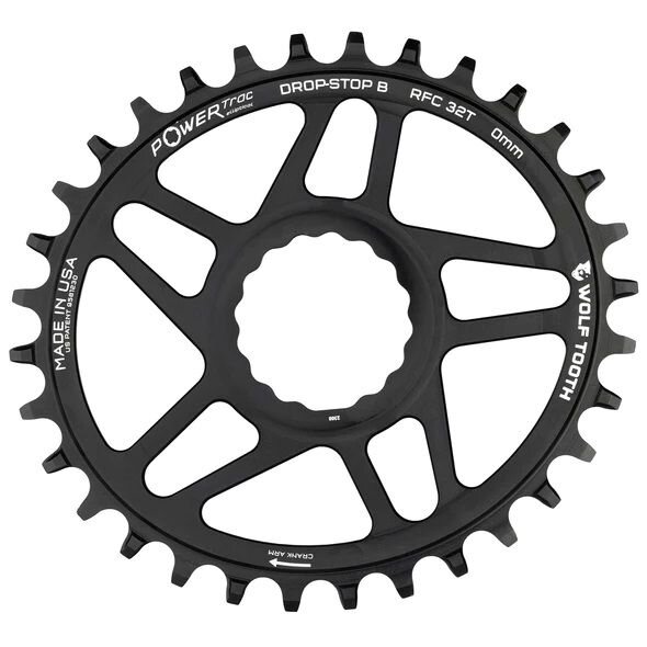 Wolf Tooth PowerTrac Elliptical Race Face Cinch Direct Mount kædehjul, Boost 52mm/Offset 3mm, 34 t, Drop-Stop B, sort