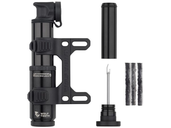 Bomba manual Wolf Tooth EnCase System, 40cc, incl. herramienta para tapar neumáticos, montaje en bastidor