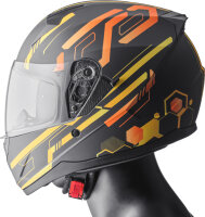GMS full-face hjelm Hexago Graphic mat-gul-orange