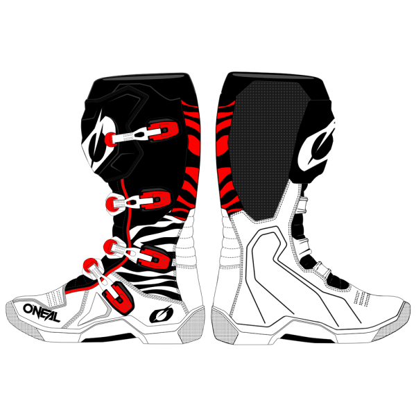 Oneal Stivali 3Srs Mx Zebra Nero/Bianco/Rosso