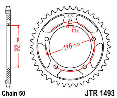 Jt tandhjul 42T Blk Jtr1493.42Zbk