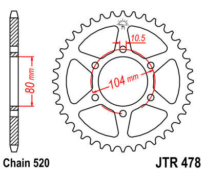 JT SPROCKETS Sprocket Rear 43T 520 Blk